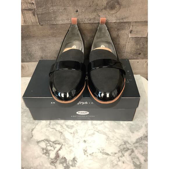 Dr. Scholl's Womens 7W Black Patent Webster Platform Loafer Shoes Slip On LB7-11 - Picture 2 of 13